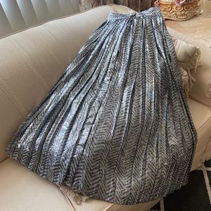 Vintage Oleg Cassini Midi Length Silver Skirt